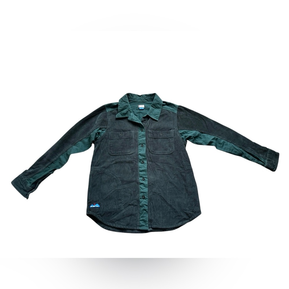 Kavu Ilana Corduroy Shirt Jacket Womens Small Green Button Front Cotton